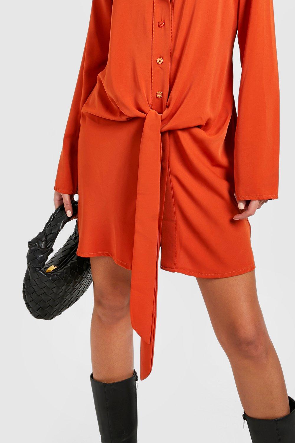 Boohoo burnt hot sale orange dress